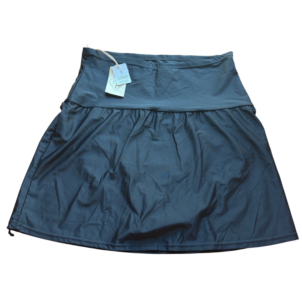 St Johns Bay Secretly Slender Swim Skirt Black Size 14 NWT